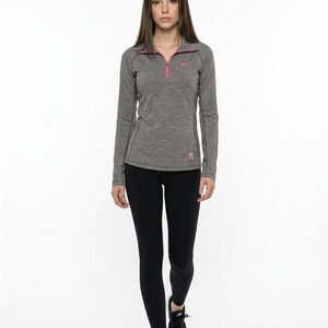 Nike Women’s Grey Quarter-Zip Pullover with Pink Accents lg